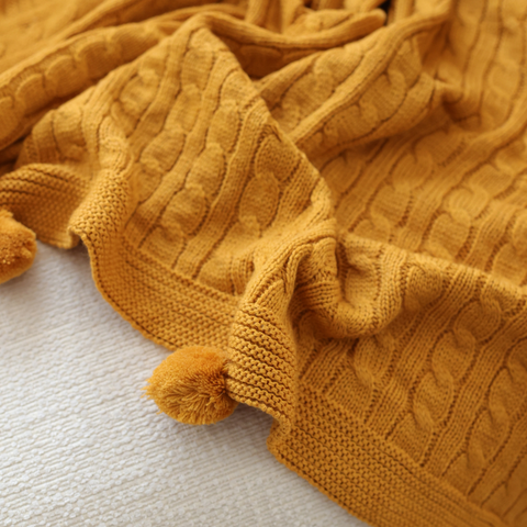 Nova Triko Throw Örtü 130x150 cm Safran