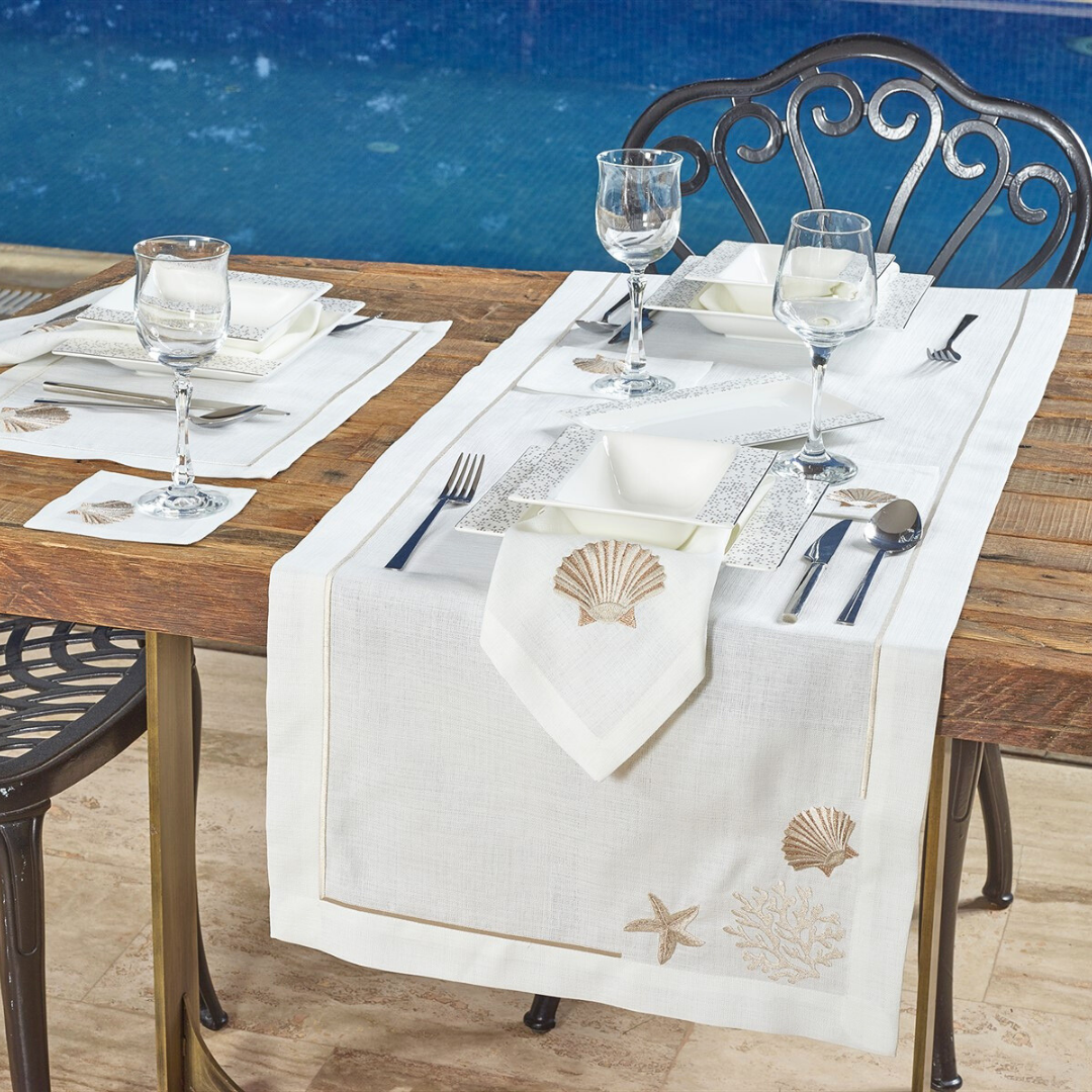 Shell Leke Tutmaz Keten Peçete 45x45 cm Gold (2'li Paket)