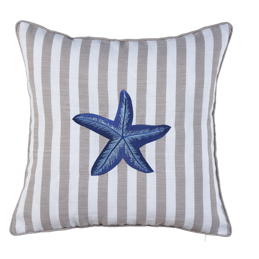Sea Star Stripe Kırlent Kılıfı 45x45 cm Bej/Lacivert