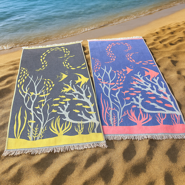 Sea Throw Müslin Pamuk Peştamal Seti 100x180 cm Füme/Lila