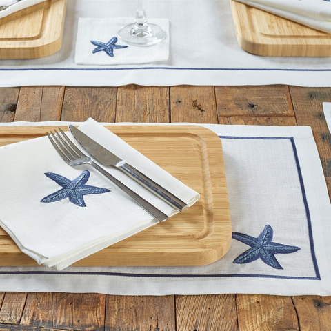 Sea Star Leke Tutmaz Keten Peçete 45x45 cm Lacivert (2'li Set)