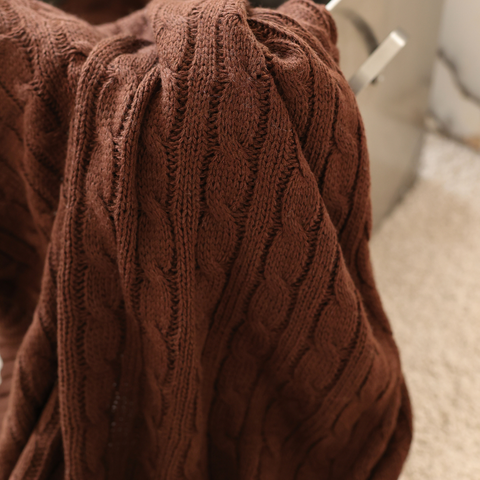 Nova Triko Throw Örtü 130x150 cm Kahve