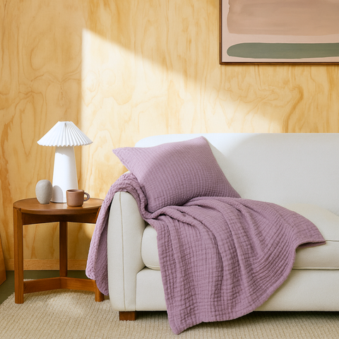 Navigli 4 Kat Müslin Koltuk Şalı 140x200 cm Lila