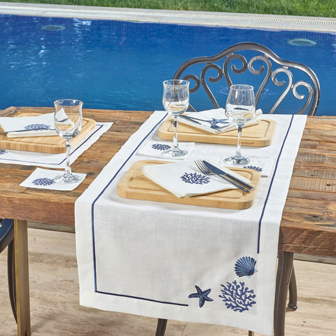 Coral Leke Tutmaz Keten Peçete 45x45 cm Lacivert (2'li Set)