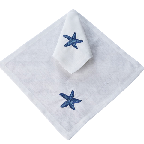 Sea Star Leke Tutmaz Keten Peçete 45x45 cm Lacivert (2'li Set)