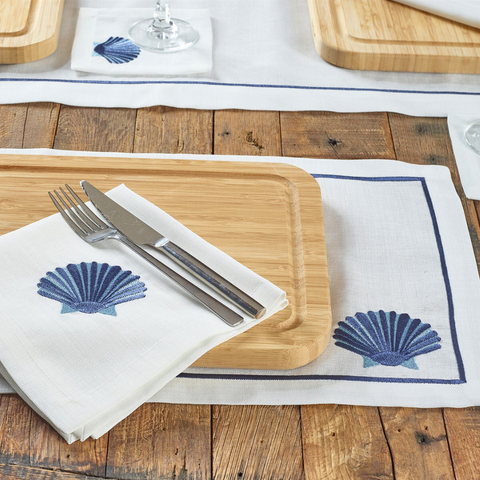 Shell Leke Tutmaz Keten Peçete 45x45 cm Lacivert (2'li Set)