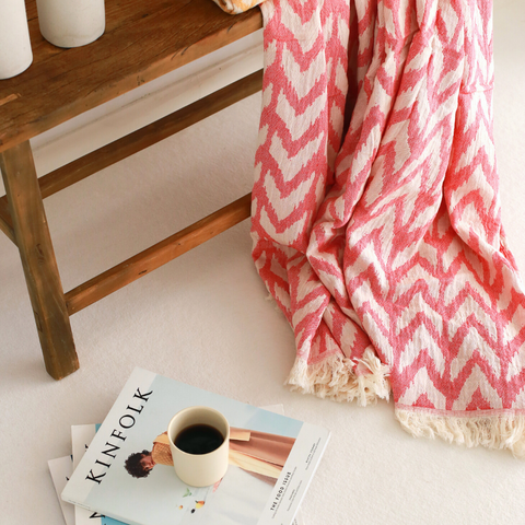 Havana %100 Pamuk Müslin Koltuk Örtüsü 200x220 cm Mercan