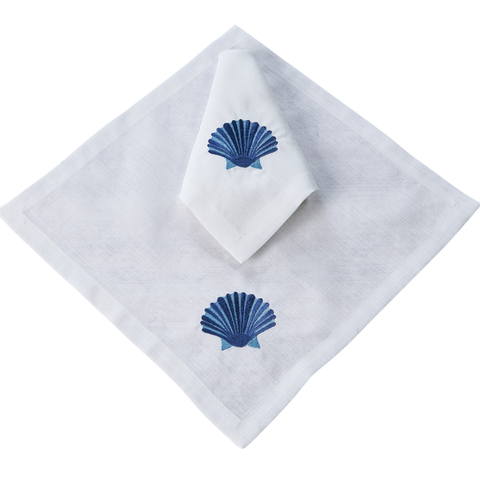 Shell Leke Tutmaz Keten Peçete 45x45 cm Lacivert (2'li Set)