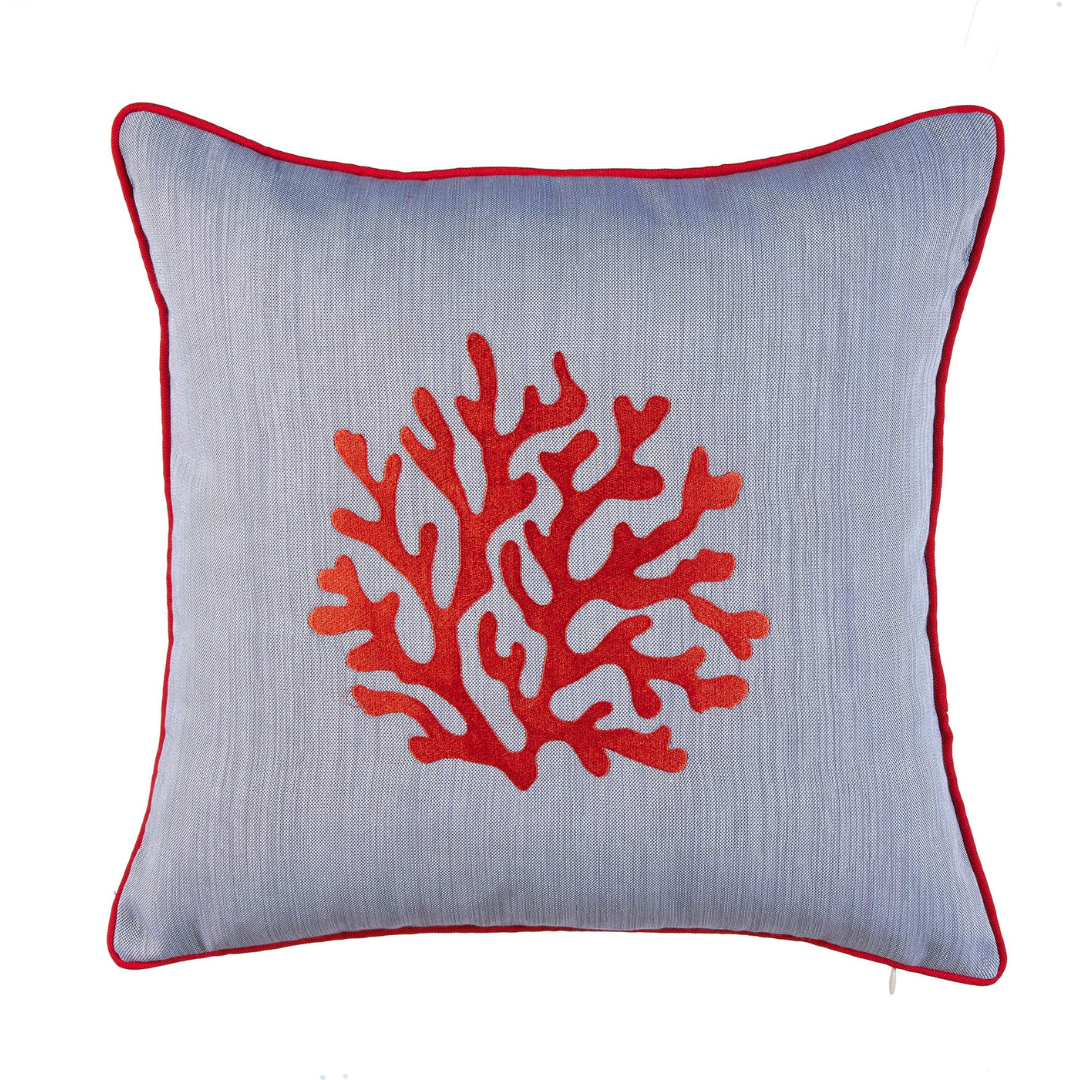 Coral Kırlent Kılıfı 45x45 cm Beyaz/Kırmızı
