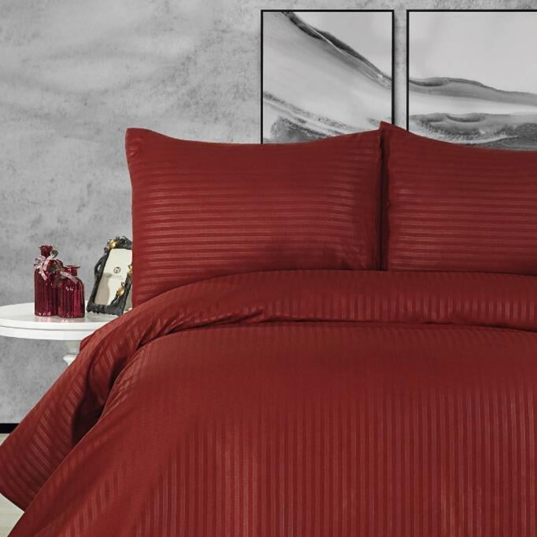 Luna Flanel Pamuk-Saten Çift Kişilik Nevresim Takımı 200x220 cm Kiraz