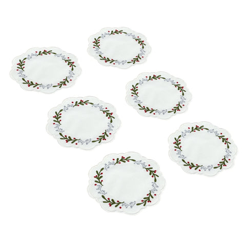 Scarlet Nakışlı Kokteyl Peçete (6'lı Set)