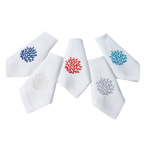 Coral Leke Tutmaz Keten Peçete 45x45 cm Lacivert (2'li Set)