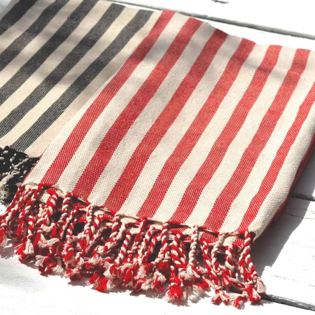 Stripe %100 Pamuk Peştamal 100x200 cm Kırmızı