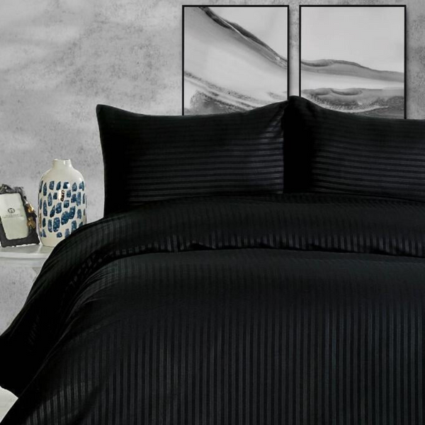 Luna Flanel Pamuk-Saten Çift Kişilik Nevresim Takımı 200x220 cm Siyah