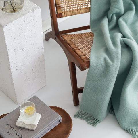 Woolmark Tek Kişilik Saf Yün Battaniye Turkuaz