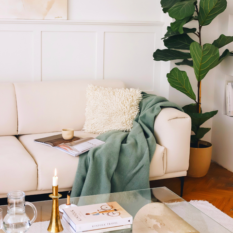 Woolmark Tek Kişilik Saf Yün Battaniye Yeşil