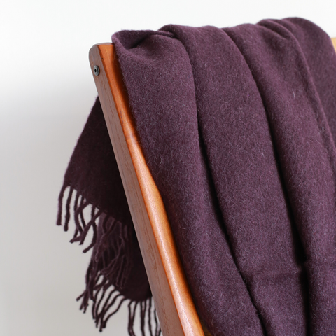 Woolmark Tek Kişilik Saf Yün Battaniye Mor