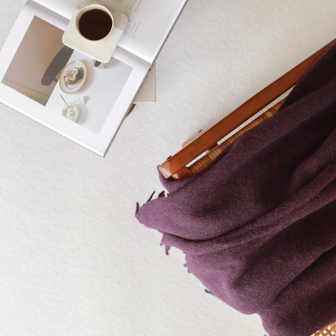 Woolmark Tek Kişilik Saf Yün Battaniye Mor