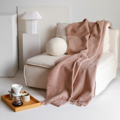 Woolmark Tek Kişilik Saf Yün Battaniye Vizon