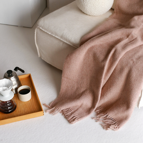 Woolmark Tek Kişilik Saf Yün Battaniye Vizon