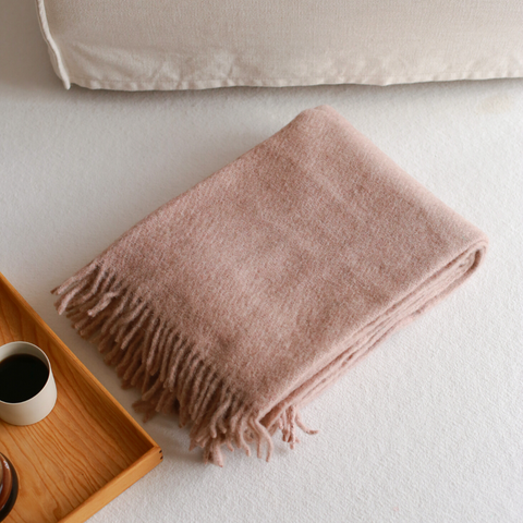 Woolmark Tek Kişilik Saf Yün Battaniye Vizon