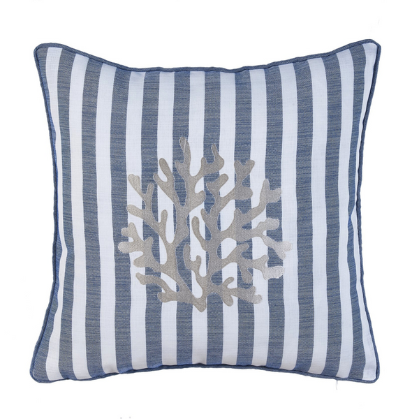 Coral Stripe Kırlent Kılıfı 45x45 cm Füme/Kırmızı