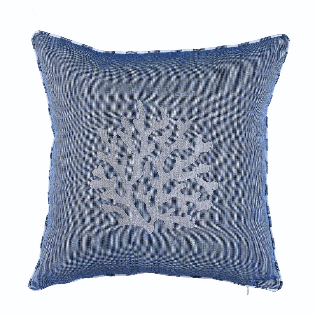 Coral Kırlent Kılıfı 45x45 cm Beyaz/Lacivert