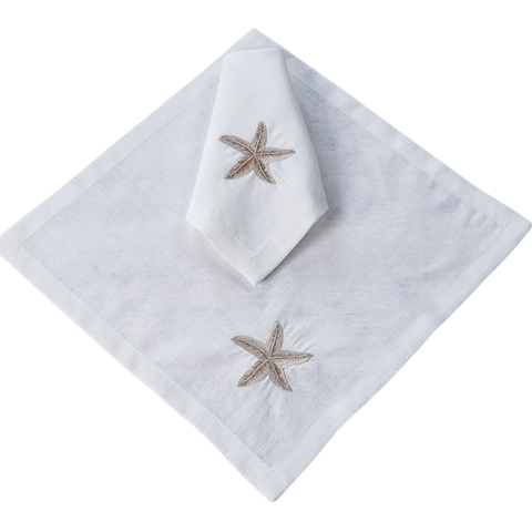 Sea Star Leke Tutmaz Keten Peçete 45x45 cm Gold (2'li Set)
