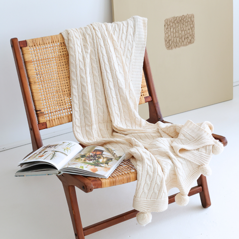 Nova Triko Throw Örtü 130x150 cm Krem