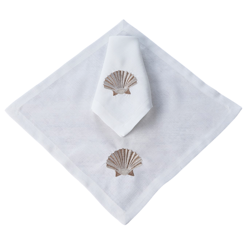 Shell Leke Tutmaz Keten Peçete 45x45 cm Gold (2'li Set)