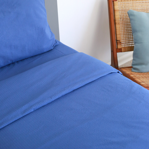 Gofre Dokuma %100 Pamuk Tek Kişilik Nevresim Takımı 160x220 cm Indigo