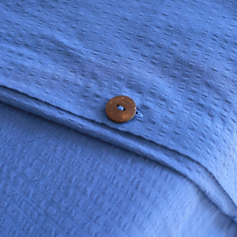 Gofre Dokuma %100 Pamuk Tek Kişilik Nevresim Takımı 160x220 cm Indigo