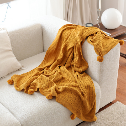 Nova Triko Throw Örtü 130x150 cm Safran