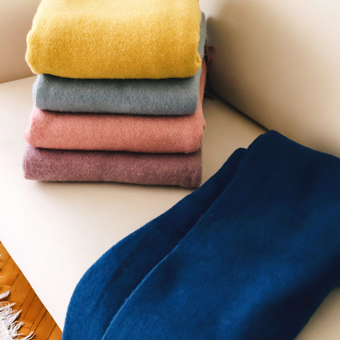 Woolmark Tek Kişilik Saf Yün Battaniye Lacivert