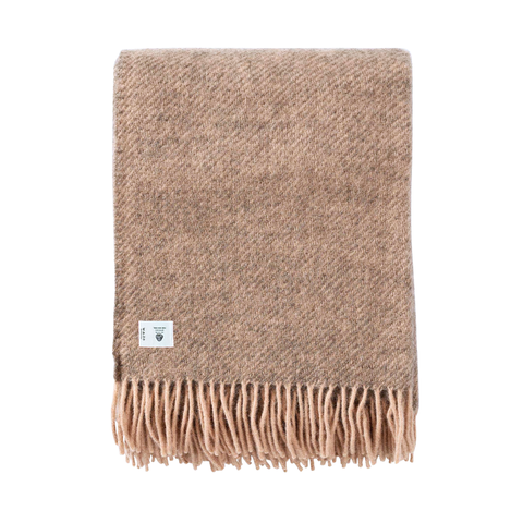 Woolmark Tek Kişilik Saf Yün Battaniye Vizon