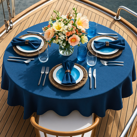 Yacht Keten Leke Tutmaz Tekne Masa Örtüsü Lacivert