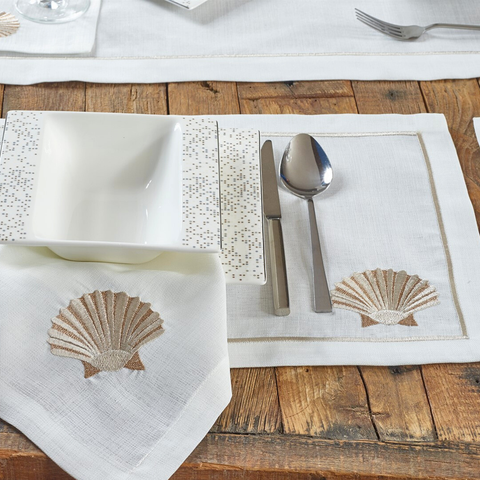 Shell Leke Tutmaz Keten Amerikan Servisi 30x50 cm Gold (2'li Set)