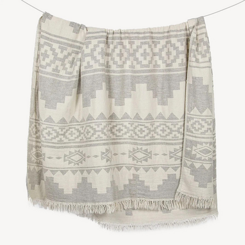 Aztec %100 Pamuk Koltuk Şalı  140x190 cm Buz Grisi