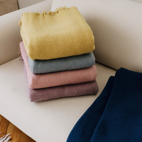 Woolmark Tek Kişilik Saf Yün Battaniye Turkuaz