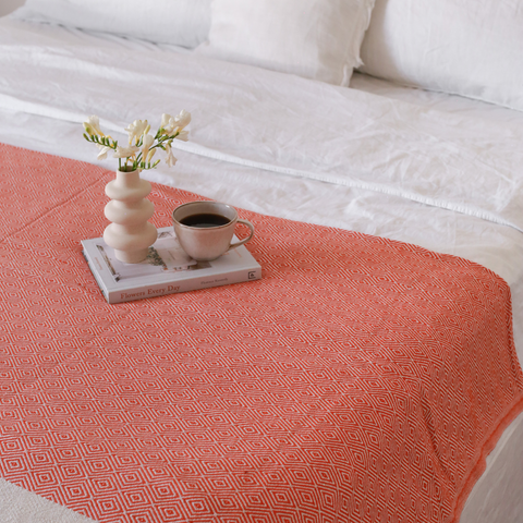 Ashley Çok Amaçlı Çift Kişilik Pamuk Pike 200x240 cm Turuncu