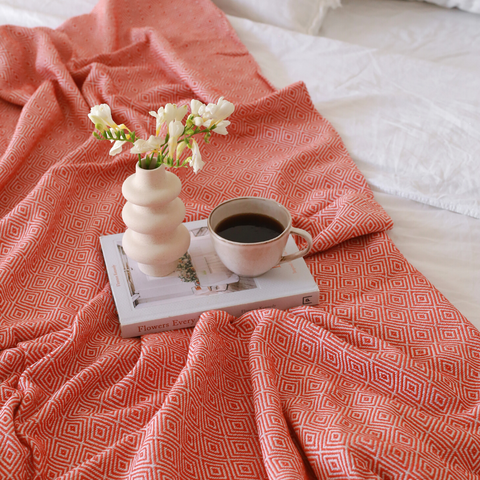 Ashley Çok Amaçlı Çift Kişilik Pamuk Pike 200x240 cm Turuncu