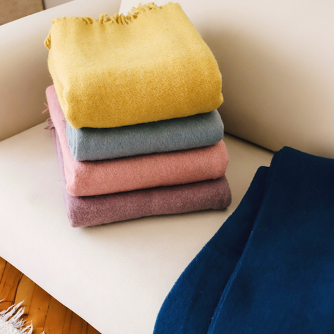 Woolmark Tek Kişilik Saf Yün Battaniye Safran