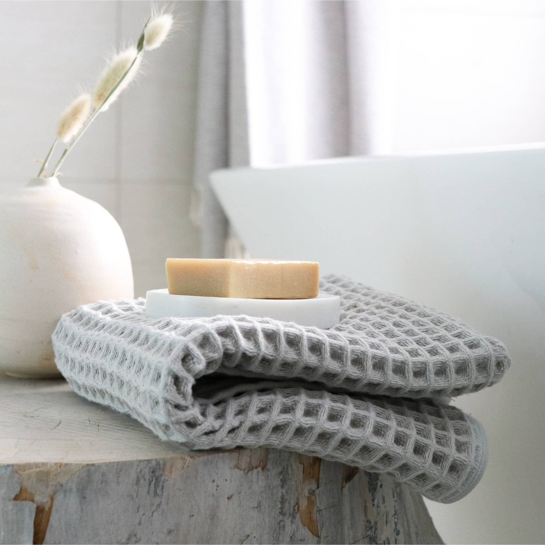 Waffle %100 Pamuk Banyo Havlusu 80x160 Buz Grisi