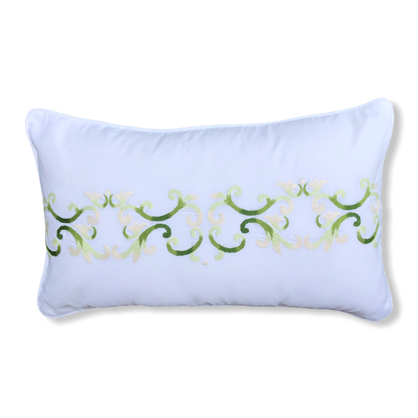 Marbella Nakışlı Keten 30x50 cm Kırlent Kılıfı Yeşil