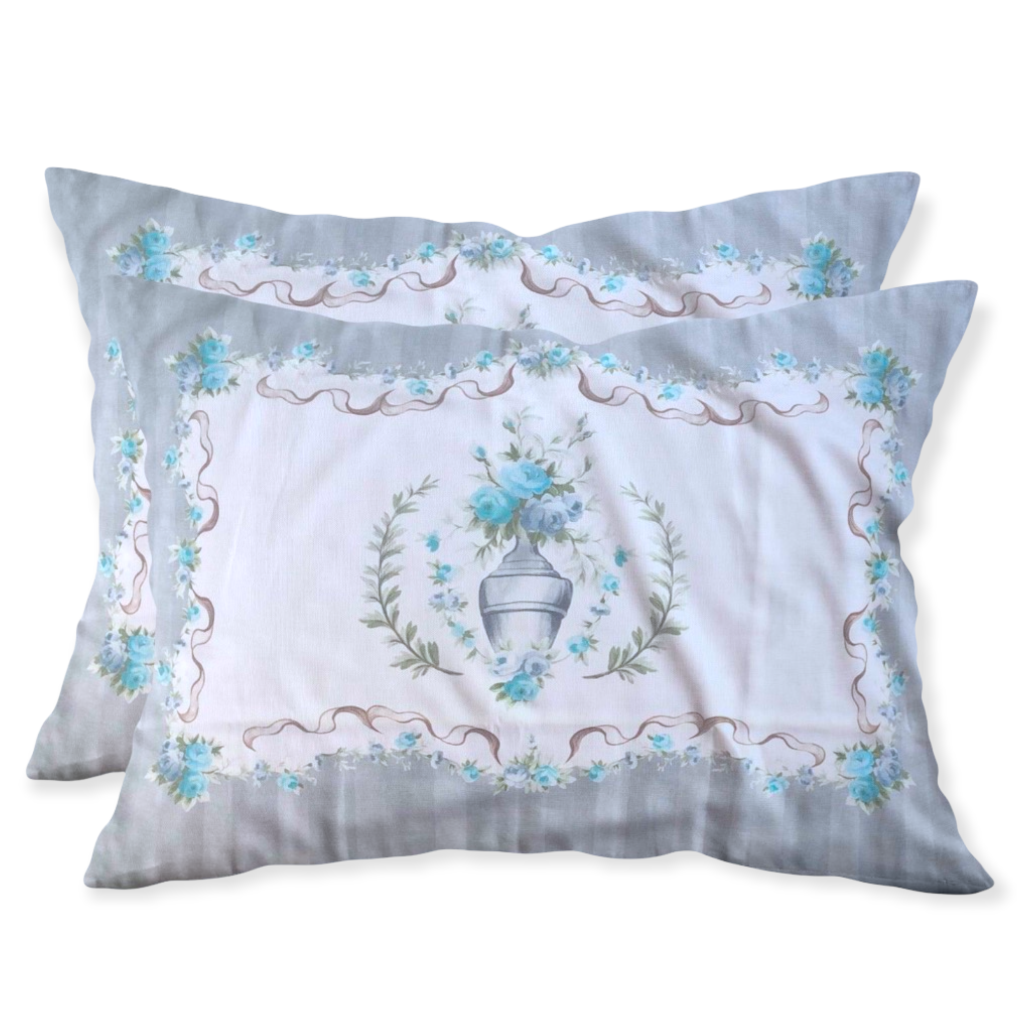 Serenity %100 Pamuk Saten 2’li 50x70 cm Volanlı Yastık Kılıfı Mavi