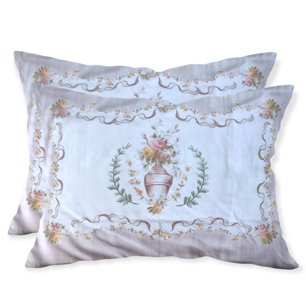 Serenity %100 Pamuk Saten 2’li 50x70 cm Volanlı Yastık Kılıfı Pudra