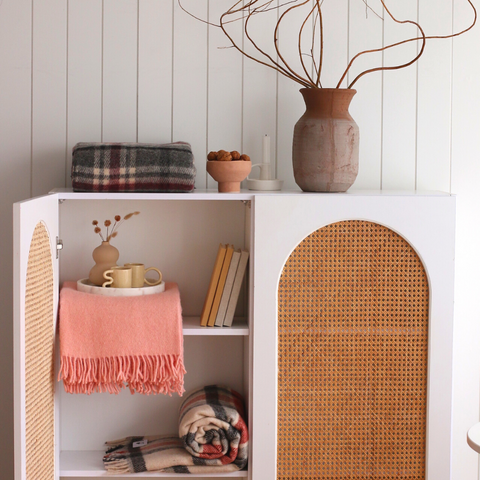 Woolmark Tartan Tek Kişilik Saf Yün Battaniye Füme