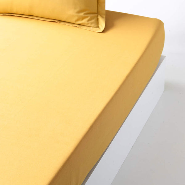 King Size Lastikli Bambu Aloe Vera Çarşaf 180x200 cm Sarı