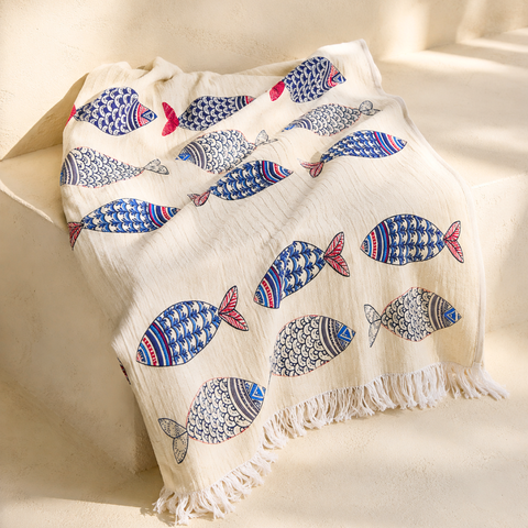 Ocean Throw Dokulu Pamuk Pamuk Peştamal