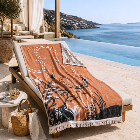 Ocean Throw Dokulu Pamuk Peştamal Kiremit